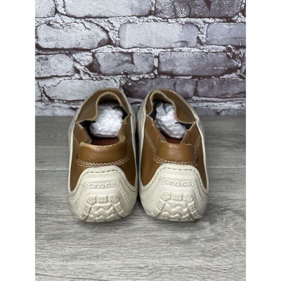 Crocs Brown Leather Vented Soles Cushioned Outdoor Loafers Men’s Sz 12M US/45EU - Picture 9 of 16
